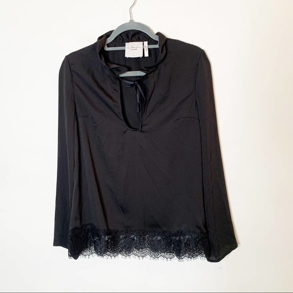 L’Academie Black Ruffle Neck Knit BottomTop SZ S - Picture 2 of 6
